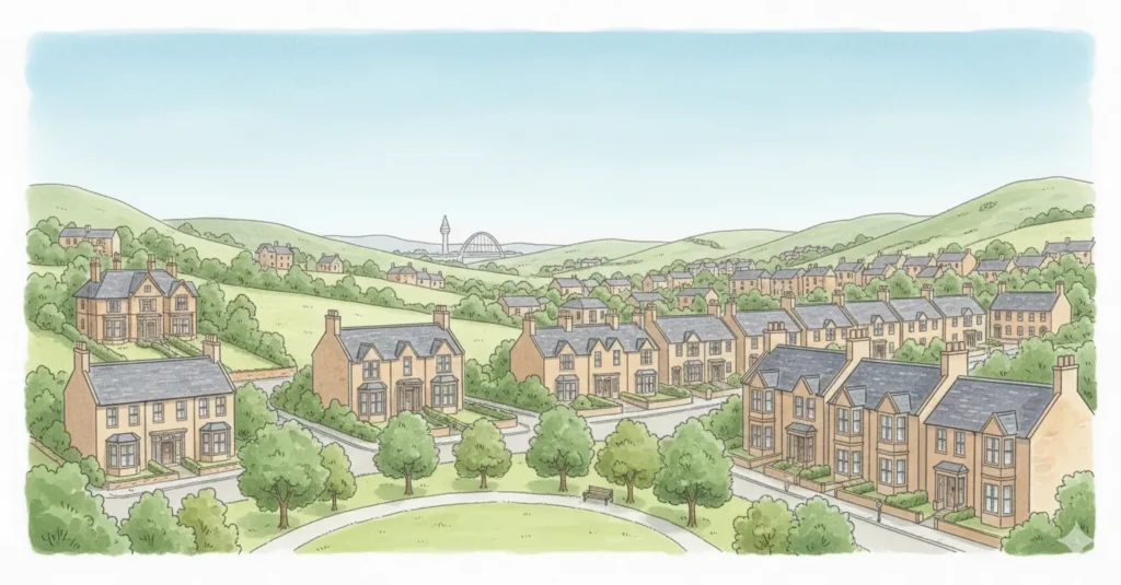 A typical residential street in South Glasgow – Reliable domestic cleaners in G77 and G76.