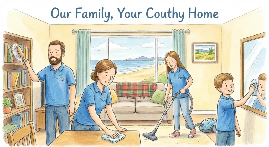 The Couthy Clean Co family providing deep cleaning services in Ayrshire.